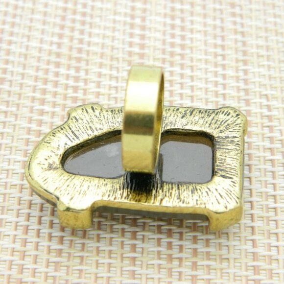 Brown White Marbled Lucite Large Gold Tone Modern - Picture 4 of 5